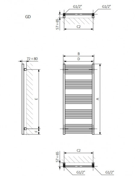 Terma Technologie Grzejnik łazienkowy FIONA 660x400 Biały WGFIN066040