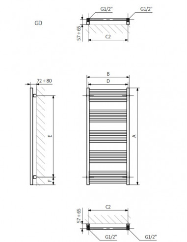 Terma Technologie Grzejnik łazienkowy FIONA 660x400 Biały WGFIN066040