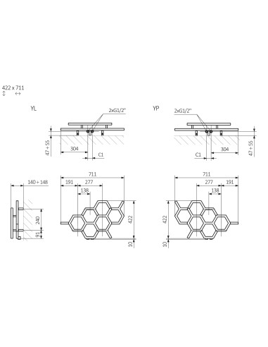 Terma Technologie Grzejnik łazienkowy FIONA 1140x400 Biały WGFIN114040