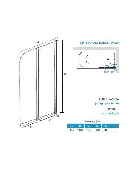 Piramida parawan nawannowy 2-skrzydłowy 80x140 cm AMBITION PA-2S