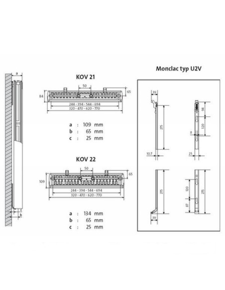 Grzejnik dekoracyjny pionowy KOS V22 1800x300 PURMO F292218003011300