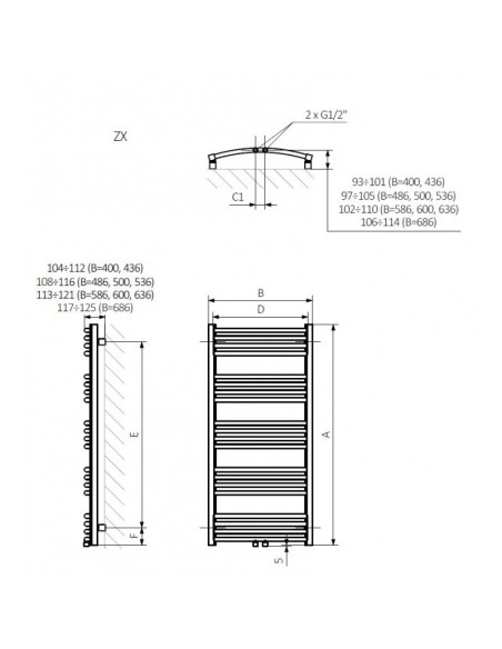 Grzejnik łazienkowy Terma Technologie LENA 660x600 biały WGLEN066060