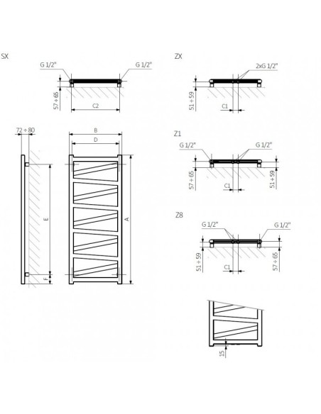 Grzejnik łazienkowy Terma Technologie VIPERA 750x600 biały WGVPA075060