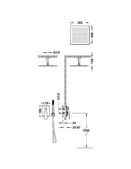 TRES - CUADRO jednouchwytowa bateria podtynkowa Rapid-Box (2-drożna), 00628003