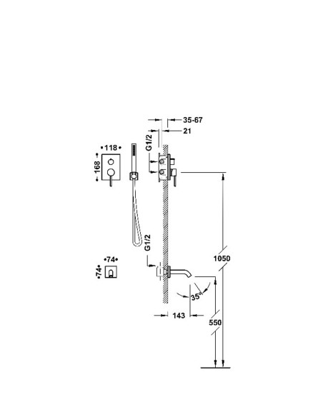 Zestaw baterii jednouchwytowej podtynkowej 2-drożnej Rapid-box wannowa i prysznicowa TRES - MAX 06228006