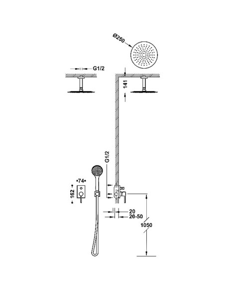 Zestaw baterii jednouchwytowej podtynkowej 2-drożnej prysznicowej TRES - MAX 06218081