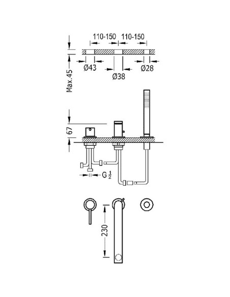 Bateria wannowa 3 otworowa TRES - MAX 06216102