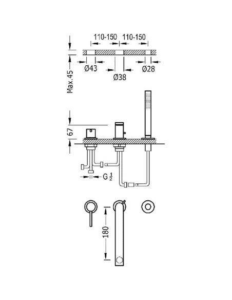 Bateria wannowa 3 otworowa TRES - MAX 06216103