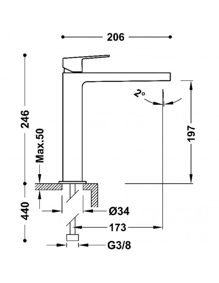 Bateria umywalkowa stojąca TRES - PROJECT 21120301