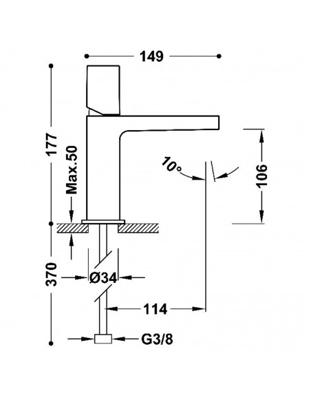 Bateria umywalkowa stojąca TRES - PROJECT 21110302