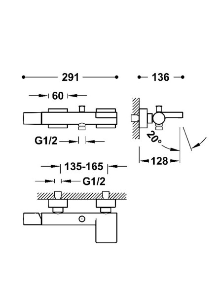 Bateria wannowa z wylotem kaskadowym TRES - PROJECT 21117001