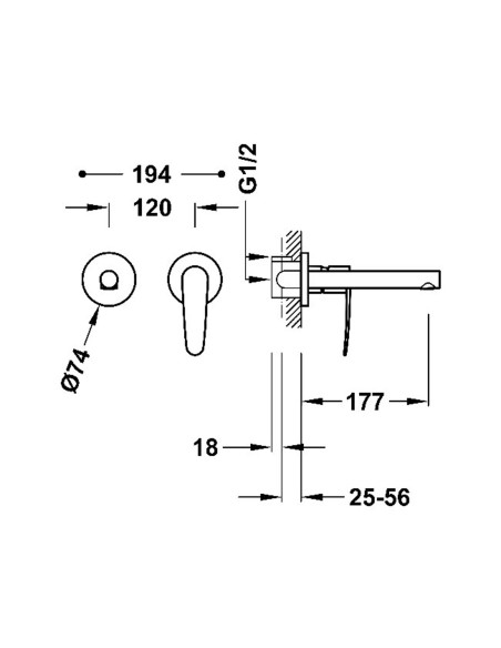 Bateria umywalkowa podtynkowa TRES - FLAT 20430002