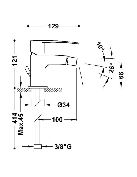 Bateria bidetowa stojąca TRES - FLAT z spustem automatycznym 20412001D