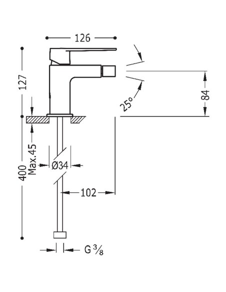 Bateria bidetowa TRES - CLASS z automatycznym spustem 20512001D