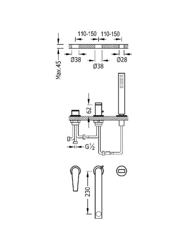 Bateria wannowa z montażem na...