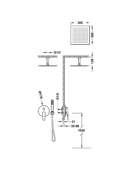 Zestaw baterii jednouchwytowej podtynkowej 2-drożnej Rapid-box prysznicowej TRES - CLASS 20528003