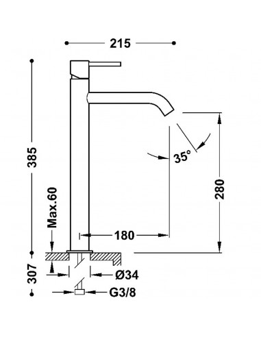 Bateria umywalkowa wysoka XXL stojąca...
