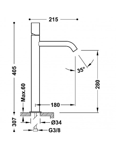 Bateria umywalkowa wysoka XXL stojąca TRES - STUDY 26130801