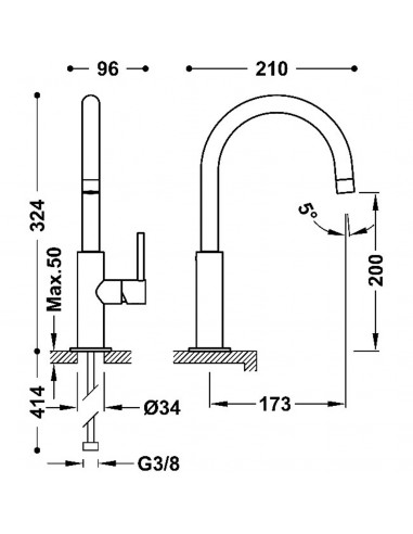 Bateria umywalkowa stojąca wysoka z...