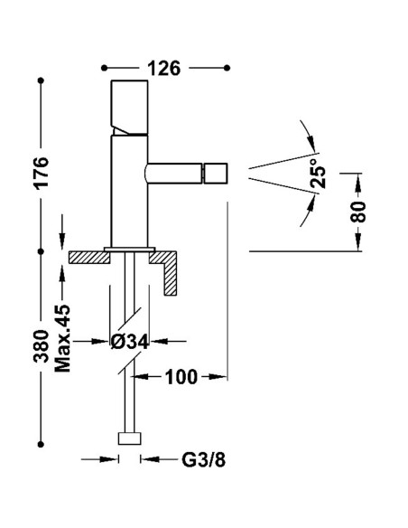 Bateria jednouchwytowa bidetowa TRES - STUDY 26112001
