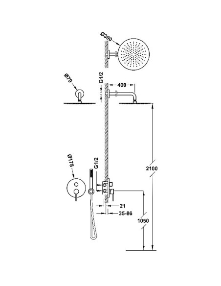 Zestaw baterii jednouchwytowej podtynkowej 2-drożnej Rapid-box prysznicowej TRES - STUDY 26228004