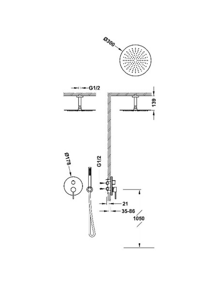 Zestaw baterii jednouchwytowej podtynkowej 2-drożnej Rapid-box prysznicowej TRES - STUDY 26228003