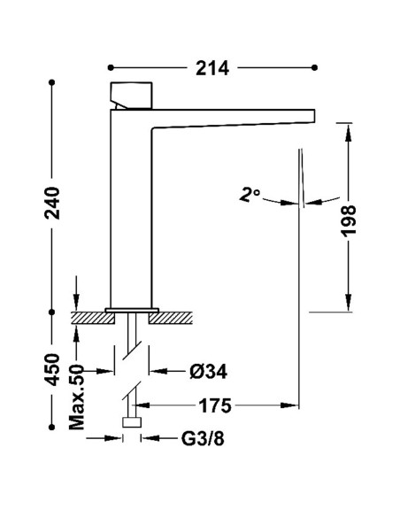 Bateria umywalkowa stojąca wysoka TRES - SLIM 20210304