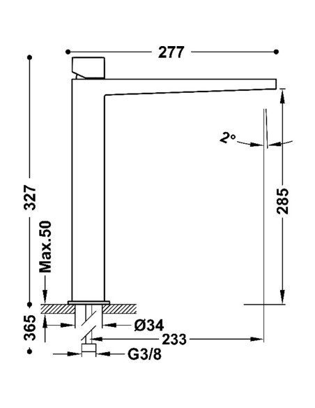 Bateria umywalkowa stojąca wysoka XXL TRES - SLIM 20210306