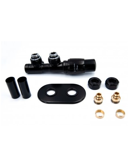 Zestaw termostatyczny Twins All In One Vario Term ATSGS0224CFK/L(PEX) kątowy czarny mat lewy