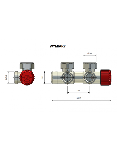 Zestaw termostatyczny Twins All In One Vario Term  ATSGS0215CFK/L(PEX) kątowy ciemny grafit strukturalny lewy