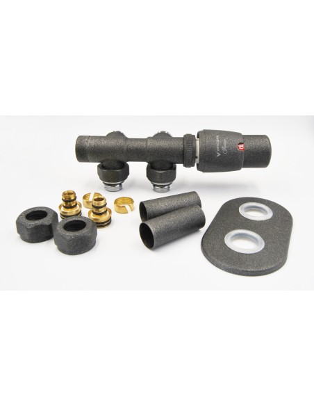 Zestaw termostatyczny Twins All In One Vario Term  ATSGS0215CFK/L(PEX) kątowy ciemny grafit strukturalny lewy