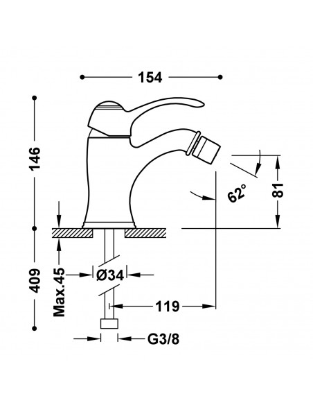 Bateria jednouchwytowa do bidetu TRES - Clasic 24212001