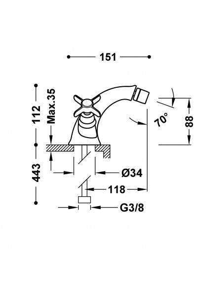 Bateria dwuuchwytowa do bidetu TRES - Clasic 24212101