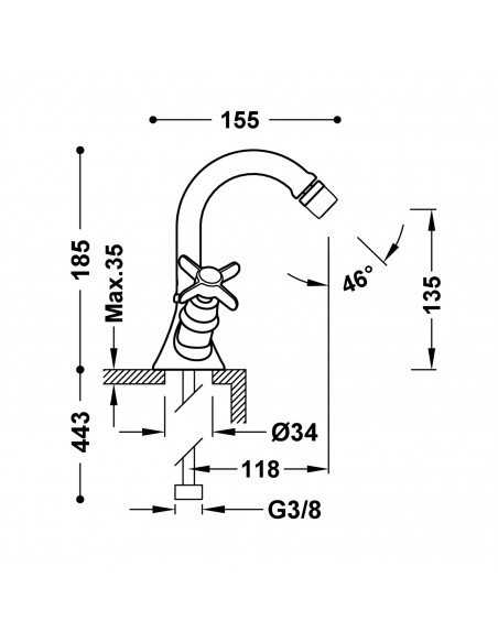 Bateria dwuuchwytowa do bidetu TRES - Clasic 24212201
