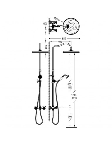 Zestaw natryskowy z baterią ścienną 2...