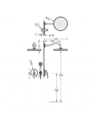 Zestaw natryskowy 2-drożny z baterią...