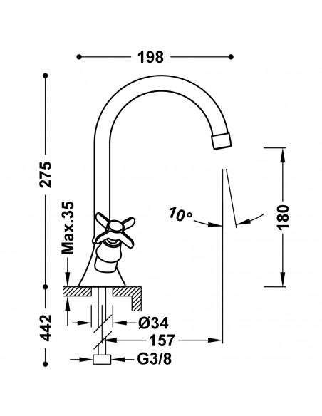 Bateria umywalkowa stojąca dwuuchwytowa TRES - CLASIC 24210901