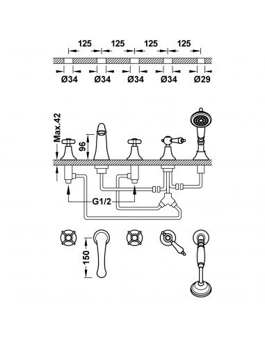 Bateria dwuuchwytowa wannowa z...