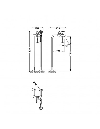 Bateria jednouchwytowa podłogowa...