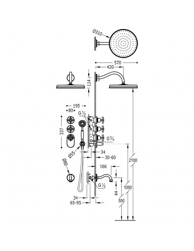 Zestaw natryskowo - wannowy 3-drożny...