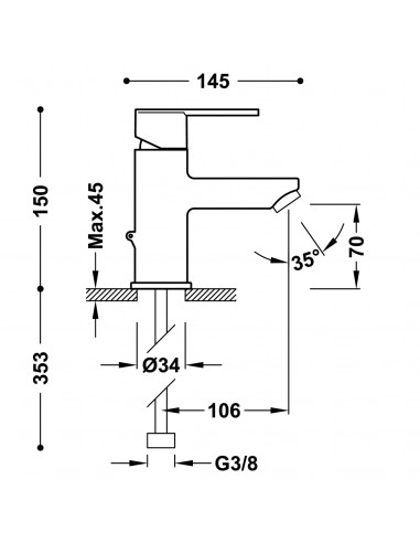 Bateria umywalkowa stojąca TRES...