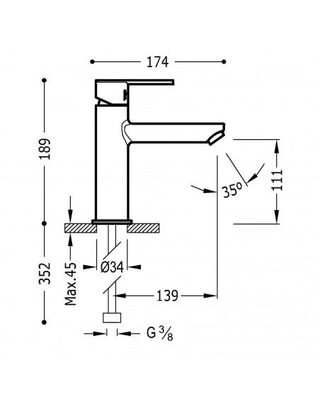 Bateria umywalkowa stojąca TRES LEX-ALP 181203