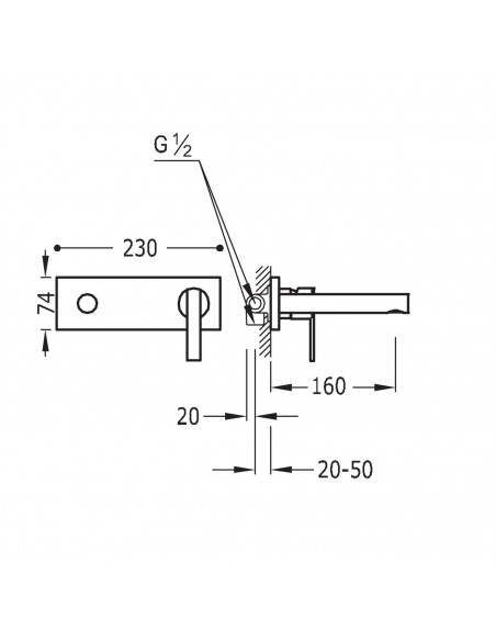 Bateria umywalkowa podtynkowa TRES LEX-ALP 08120001