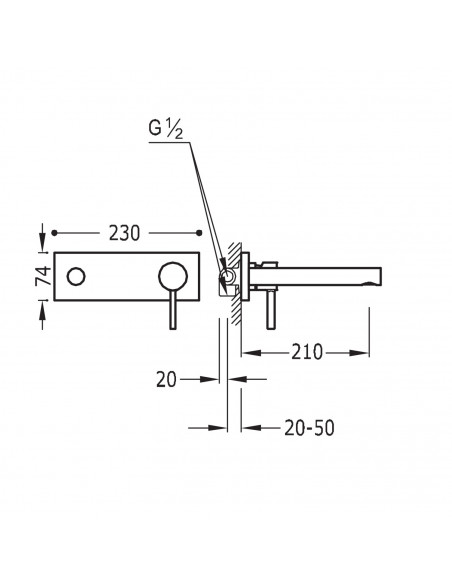 Bateria umywalkowa podtynkowa TRES LEX-ALP 20320002