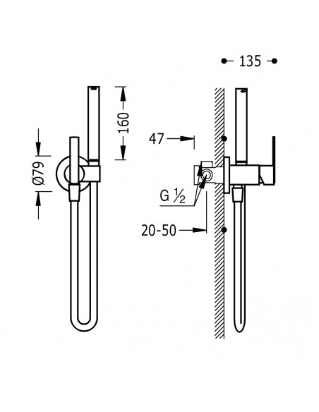 Bateria podtynkowa jednouchwytowa do bidetu/toalety TRES LEX-ALP 181223