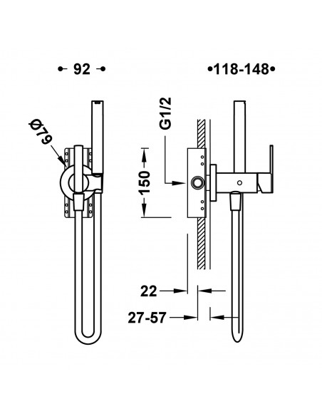 Bateria podtynkowa jednouchwytowa do bidetu/toalety TRES LEX-ALP 181222