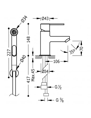 Bateria umywalkowa stojąca z...