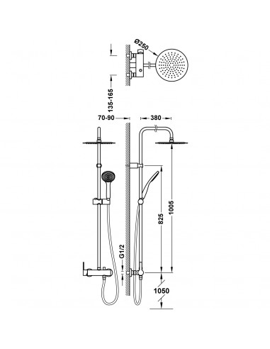 Zestaw natryskowy z baterią 2-drożną...