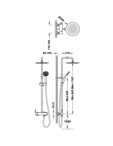 Zestaw natryskowy z baterią 2-drożną...