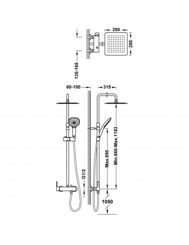 Zestaw natryskowy z baterią 2-drożną...